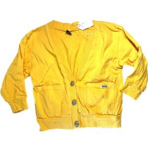 Vintage 90s Cardigan Kids 7-8 Yellow Imagine Brand Cotton Preshrunk Old Stock